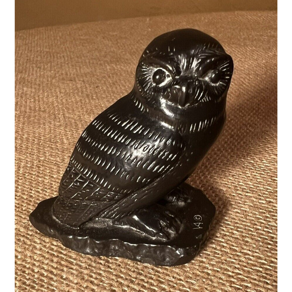 Owl Soap Stone Hand Carved in Canada-Vintage and Cute Excellent - Picture 1 of 9